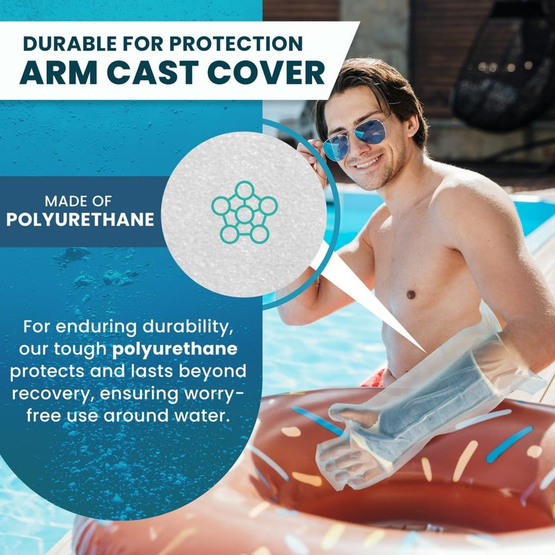 AquaShield Cast Protector Adult Full Arm (A31), Waterproof & Reusable for Pool, Bath, & Shower, covers Hand, Wrist, Elbow, & Upper Arm - Made in USA - Image 3